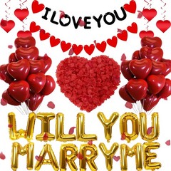 You Will Marry Me Balloons – 545 Pcs Gold Will You Marry Me Letters Foil Ball…