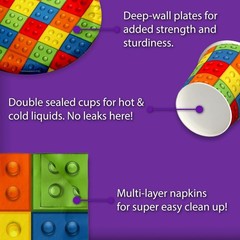 Durable Building Blocks Birthday Tableware for 16 – Fun for Every Celebration
