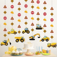 8 Packs Construction Party Banner Decorations Traffic Zone Garland Constructi…