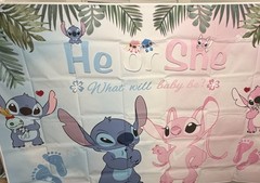 Lilo & Stitch Gender Reveal Backdrop 6’x4′ He or She What Will Baby Be Backdrop