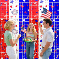 4Th of July Decorations, 2 Packs 3.3X6.6Ft 4Th of July Photo Backdrop Streamer，R