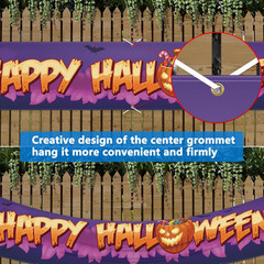 Happy Halloween Banner 120″ X 20″ Yard Signs Party Supplies Backdrop Pumpkins Ba