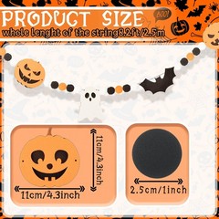24.6Ft Felt Banner – Cute Pumpkin Ghosts Expressions Bat Pom Pom Garlands – H…