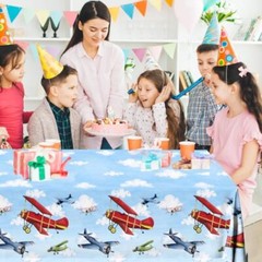3pcs Party Decorations Party Tablecloth Supplies Disposable Plastic Airplane