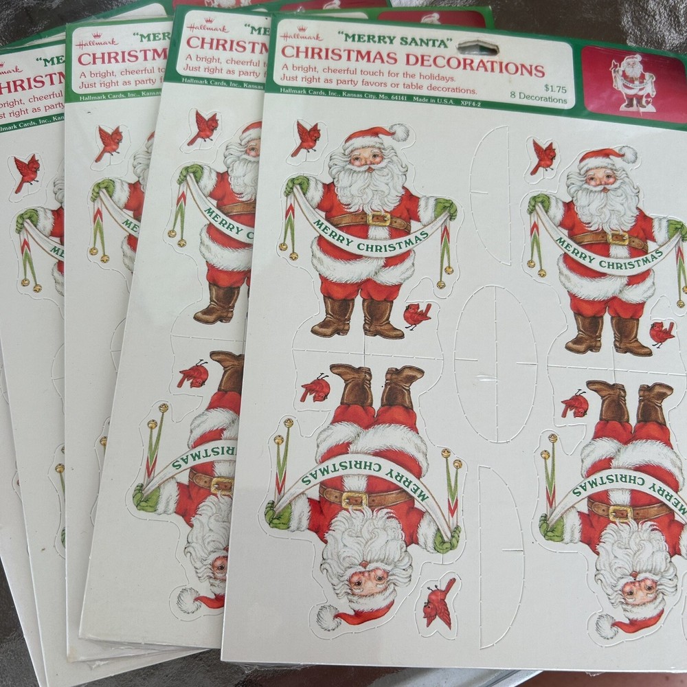 Hallmark Merry Santa Christmas Table Decoration Party Favor 5 Pack Lot Sealed
