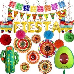 Mexican Fiesta Party Decorations Supplies – 32 Pcs Pinata Cactus Paper Fans Set
