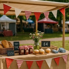 Red and White Gingham Fabric Bunting Banner, 32Ft Cotton Burlap Triangle Garl…