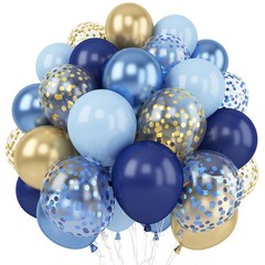 Navy Blue Gold Balloon, 60 Packs 12 Inch Metallic Blue and Macaron Blue Ballo…