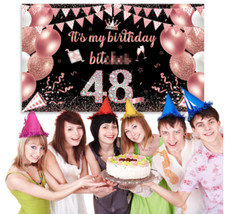 71x43in It’s My Birthday Banner Backdrop Rose Gold Party Decorations Supplies