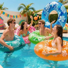 ShinyRelief 6 Pcs 42 Inch Pool Floats Tubes for Adults Large Inflatable Float…