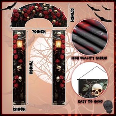 3 Pcs Halloween Cemetery Archway Halloween Cemetery Banners Gothic Outdoor Ba…