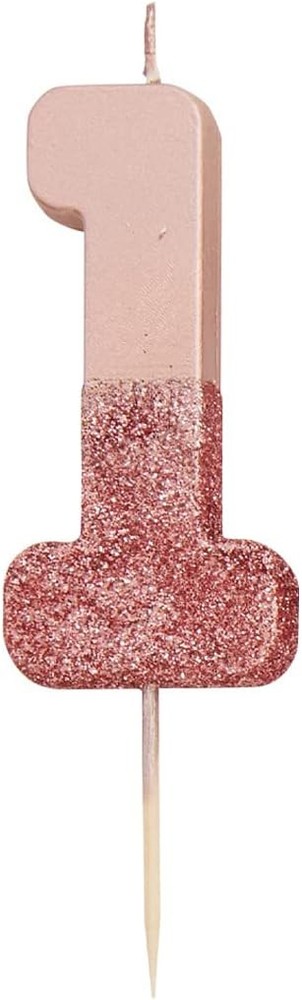 Talking Tables Gold Glitter Number 1 Candle 8 cm, Blue,Rose Gold,Silver
