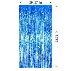 2 Metallic Tinsel Foil Fringe Curtains 3.2 ft x 6.6 ft Baby Shower Gender Reveal