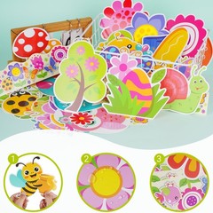 70 PCS Hello Spring Bulletin Board Decorations Floral Plants Paper Cut Outs