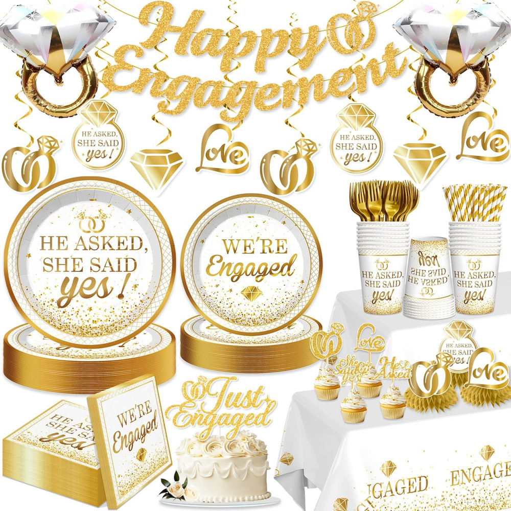 Engagement Party Decorations He Asked She Said Yes Just Engaged Party Decor | Ha