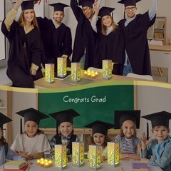 6 PCS Class of 2026 Graduation Lanterns Centerpiece LED Candle Silver Set