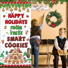 Christmas Classroom Door Cover Decoration Winter Christmas Gingerbread Door Bann