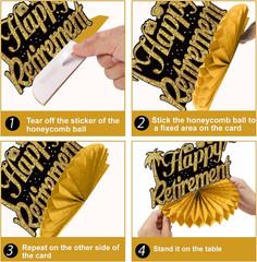 Happy Retirement Party Decorations Kit for Men Women, Black Gold Retirement Bann