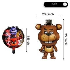 5pc Foil Balloons for Five Nights at Freddys Birthday Party Supplies