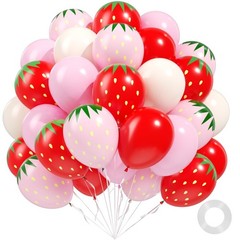 60pcs Strawberry Balloons 12inch with Sand White Pink and Red Balloons for St…