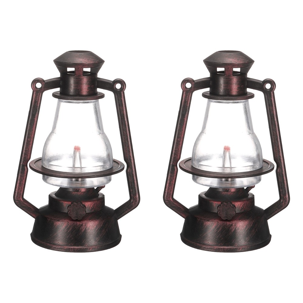 Dollhouse Micro Lantern, 5.12″ Height, Plastic Mini Kerosene Lamp Copper, 2pcs