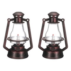 Dollhouse Micro Lantern, 5.12″ Height, Plastic Mini Kerosene Lamp Copper, 2pcs