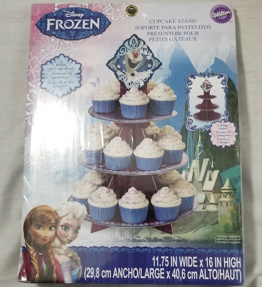 NEW Wilton Disney Frozen Cupcake 3 Tier Treat Stand Elsa & Anna Olaf 11.75″ x 16