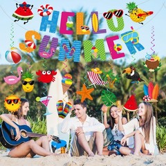 Summer Party Decorations, NO-DIY Summer Decorations includes Hello Summer Ban…