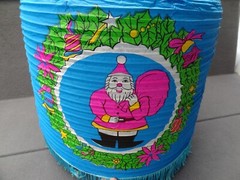 VTG Holiday Chinese Paper Lantern Santa Hanging Fringe Lamp Shade Christmas 70s