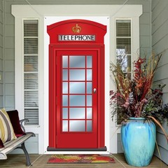 English Phone Booth Door Cover, Large Fabric Red Telephone Box Large,
