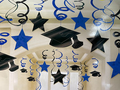 TWO pcks Graduation Party Decorations, Hanging Foil Swirl Set, Mortar Board