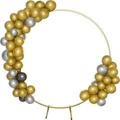 Round Backdrop Stand Circle Arch, 6.5ft Golden Metal Balloon Arch Kit for Par…