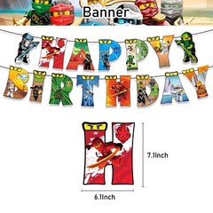 Anime Cartoon Ninja Theme Birthday Party Supplies Set Banner Balloon Cake Topper