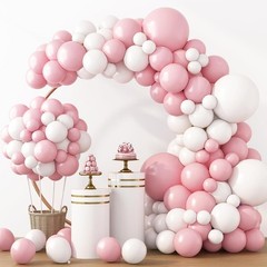 RUBFAC White Balloons 129pcs Different Sizes 18 12 10 5 Inch for Garland Arch, L