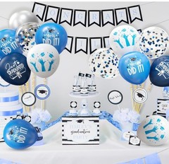 2026 Graduation Party Decorations, 70pcs Grad Balloons Blue and White Graduat…