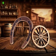 24 Pcs Western Theme Party Decorations Mini Horseshoes Wagon Wheel Crafts Wes…