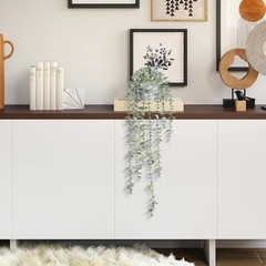 Decorative Hanging Plants for Shelf, Faux Ivy Eucalyptus Small, Light Green