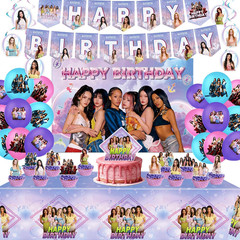KATSEYE Birthday Decorations, Party Supplies Set Include Banner, Backdrop, Ballo