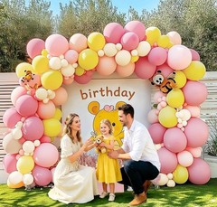 Pastel Pink Yellow Balloon Arch, Double Stuffed Light Yellow Pink Ivory Ballo…