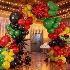 Juneteenth Balloon Garland Arch Kit – Happy Juneteenth Day Decor, Black Red Gree