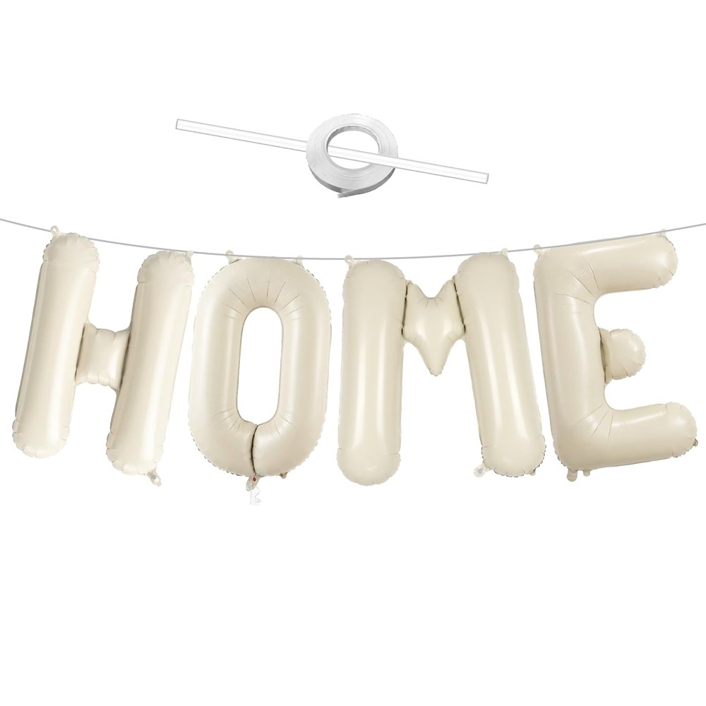Beige HOME Balloons, 40 Inch Welcome HOME Cream White Letter Balloon for Hous…