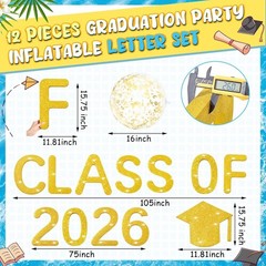 Class of 2026 Pool Floating Letters Graduation Decorations Gold Glitter 14PCS