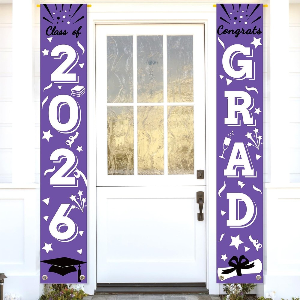 Graduation Porch Banner Class Sign Congrats Grad Hanging Flags High School Co…