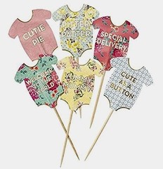 24 TALKING TABLES TRULY BABY SHOWER CAKE TOPPERS FOOD PICKS PARTY UNISEX NEW