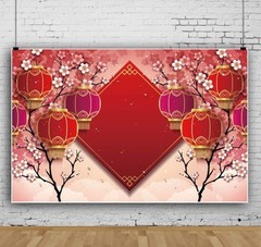 8X6Ft Polyester Chinese Asian New Year Theme Party Backdrop Chinese Spring Festi