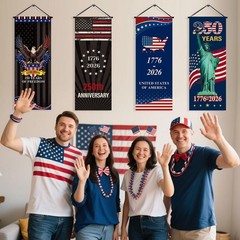 Tiamon 4 Pcs 250th Anniversary 4th of July Banner 16 x 41 inches, mixed