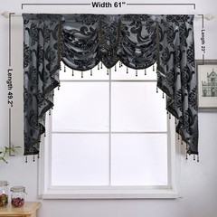 NAPEARL Halloween Black Waterfall Valance for Windows Luxury Gothic Valance C…