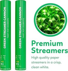 2 Pack Streamer Confetti, 12» Biodegradable Green Cannon, Pride Party Poppers