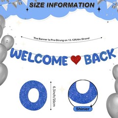 Fulmoon Pre Strung Welcome Back Glitter 13.12 ft x 6.3 inches, Blue, red