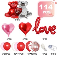 Bear & Heart Balloon Decor Set For Romantic Weddings, Birthday Parties Festivals